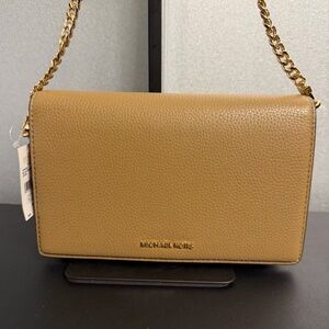 Michael Michael Kors Jet Set Medium Flap Chain Crossbody Leather Husk